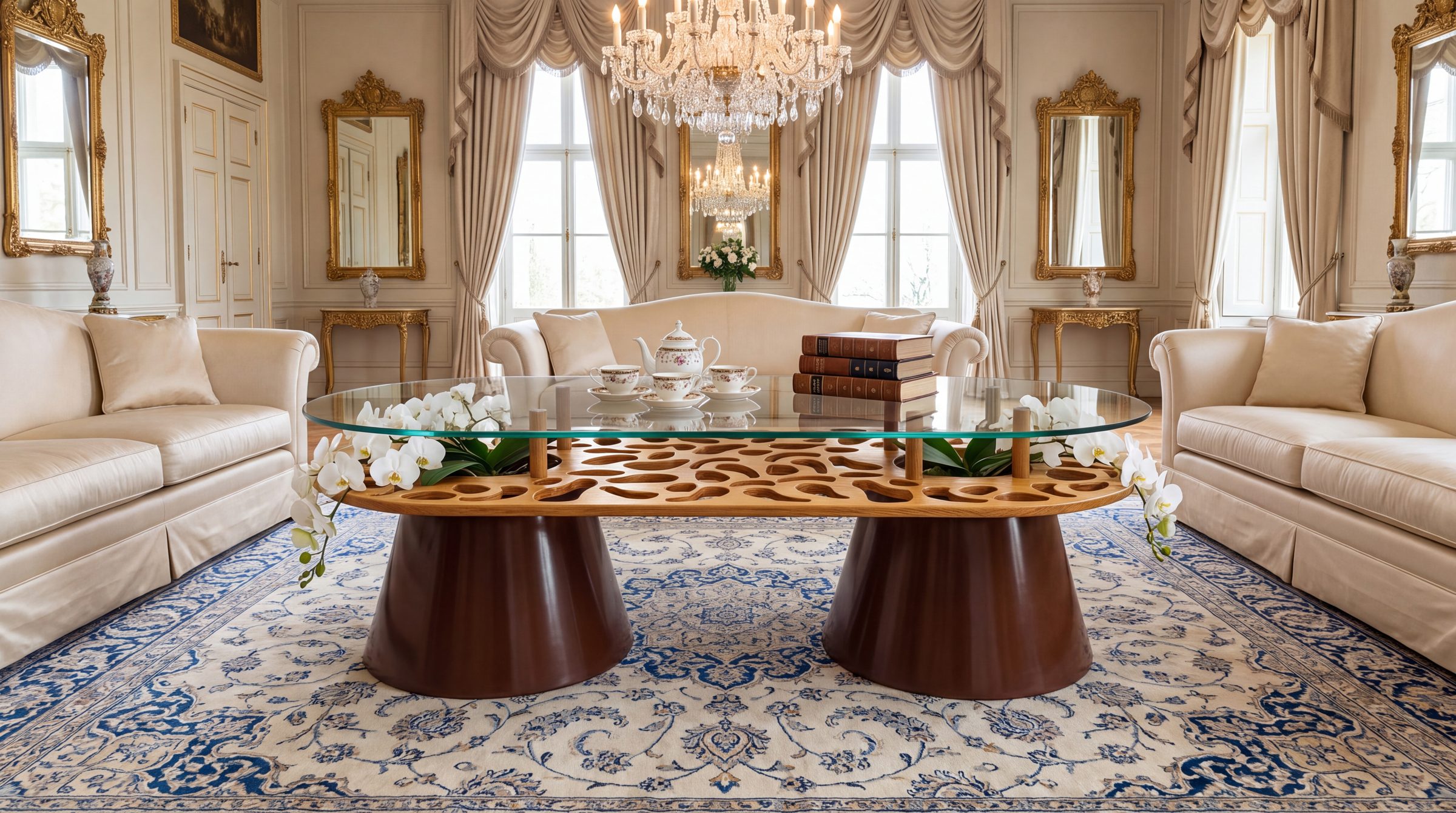 In a palace drawing room