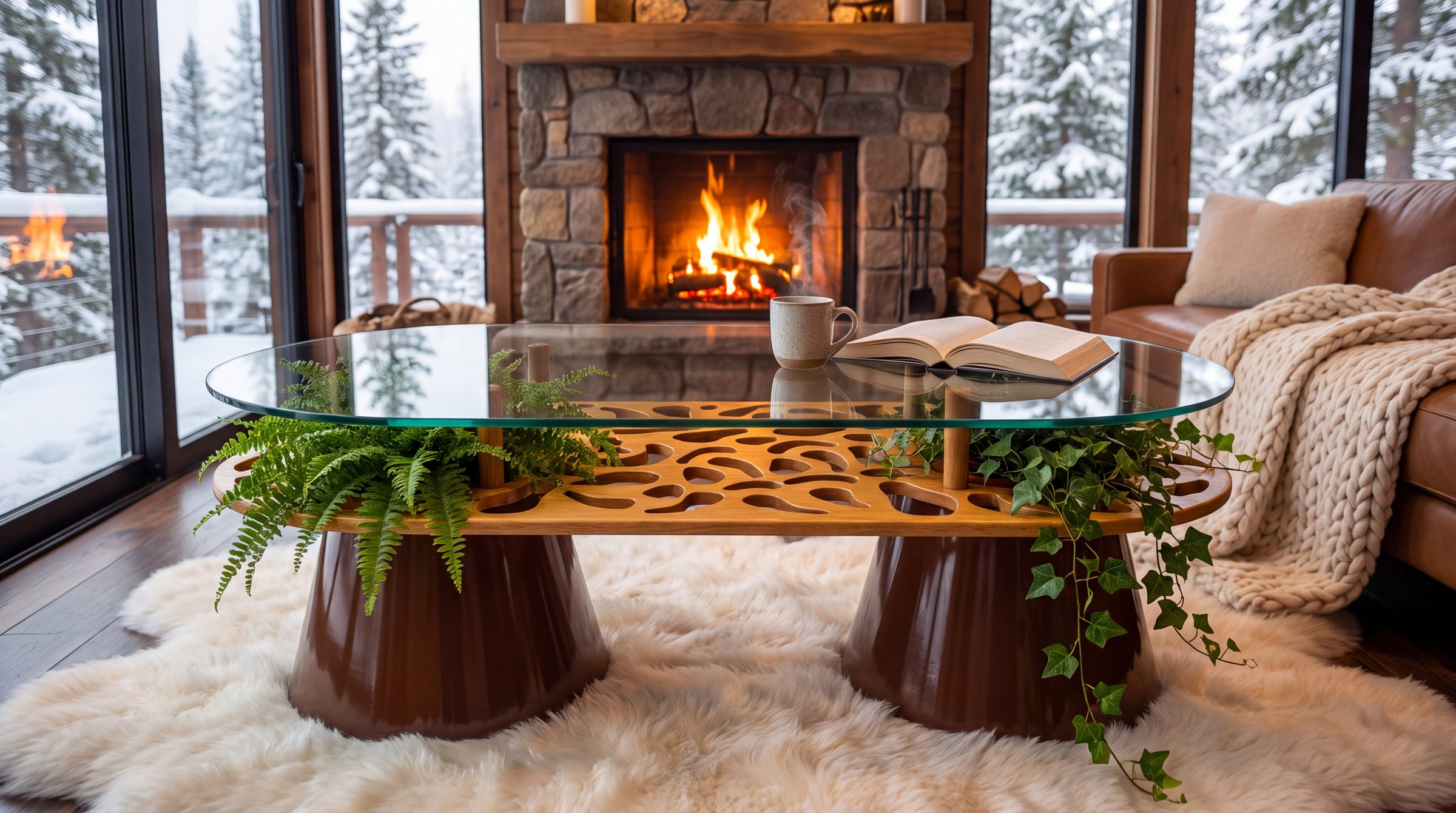 In a winter cabin